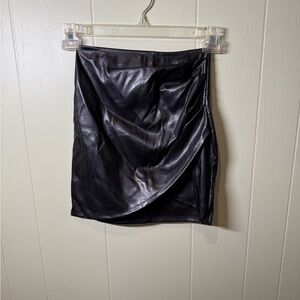 Windsor Black Asymmetrical Wrap Mini Skirt